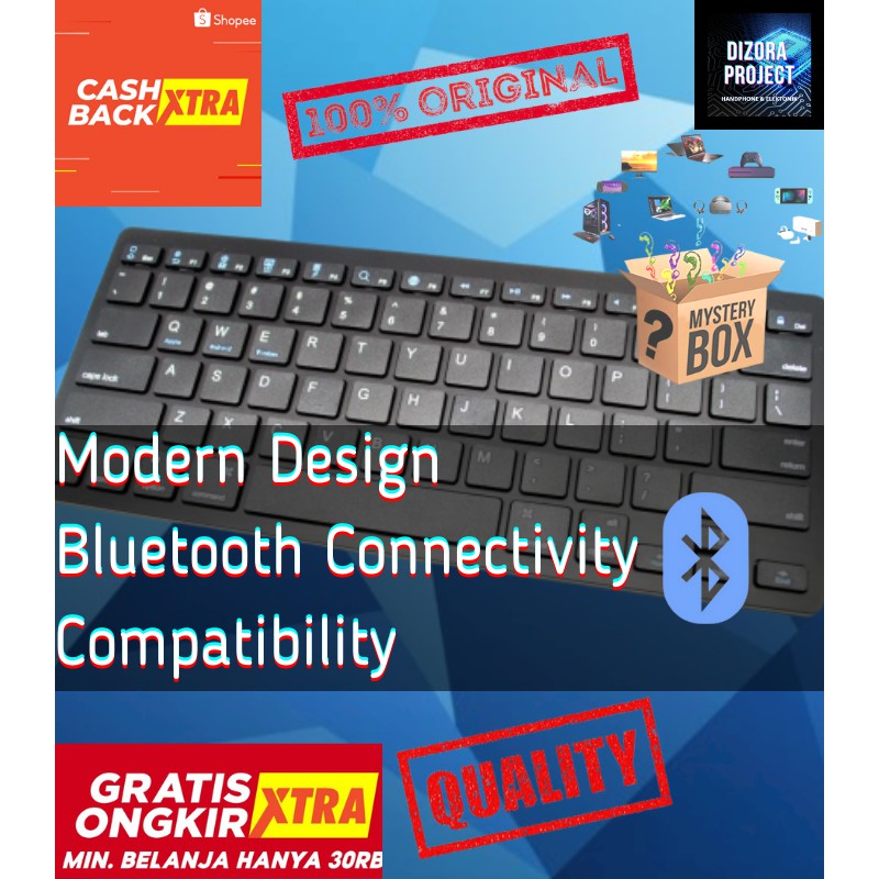 ROVTOP Elektronik Keyboard USB Wireless Bluetooth Mini Portable/BK3001/PC Handphone Laptop Tablet