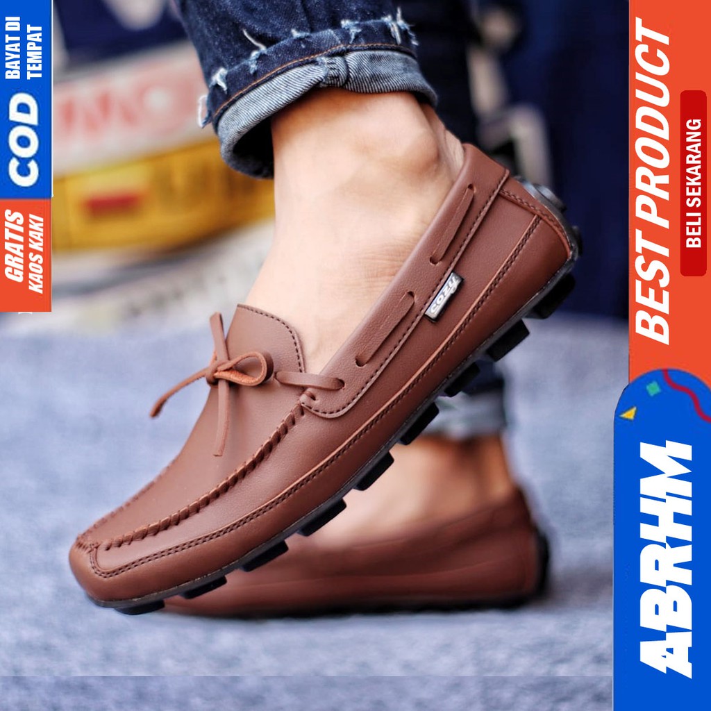 ABRHM X HOSTO Sepatu Casual Slip On Pria  Sepatu Pria Casual Pantofel Anti Slip Kantor Cowok mocasin Sepatu Kasual Kuliah Kondangan Gaya Santai Keren Kekinian Original Murah Terlaris