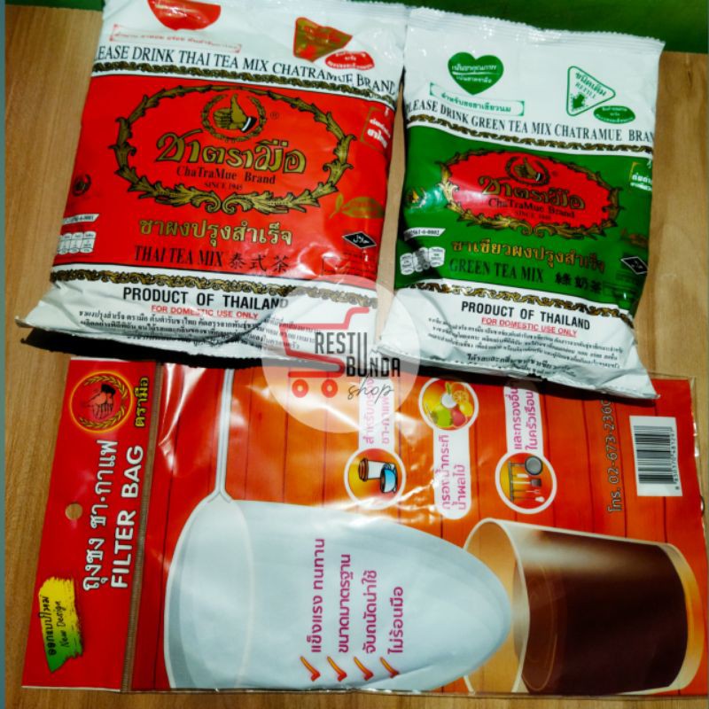 

Thaitea Greentea + Chatramue + Saringan Thaitea Stainless stell, paket (3in1)
