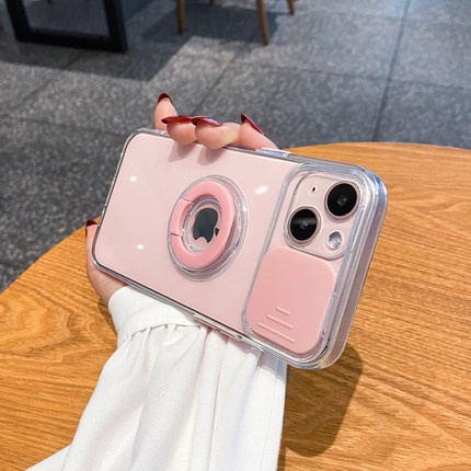 SoftCase Iphone 14 Pro Max 14 Plus 12 MINI 11 11 PRO 11 PRO MAX 13 12 12 PRO 12 PRO MAX Camera Slide Window Clear Iring Stand Back Cover