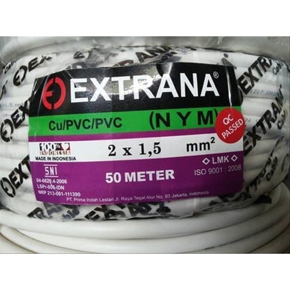 EXTRANA KABEL NYM 2X1.5 PER METER GROSIR SNI LMK ORIGINAL ORI 2X1,5 - 2 X 1.5 1,5 MM METERAN