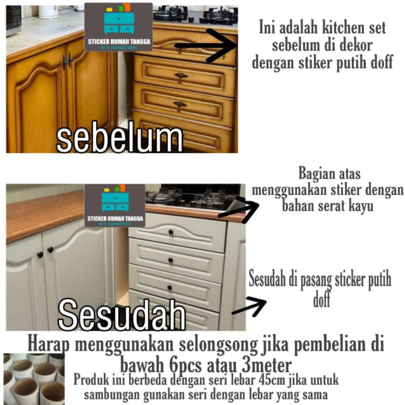 sticker lemari meja kitchen set Lebar 122cm