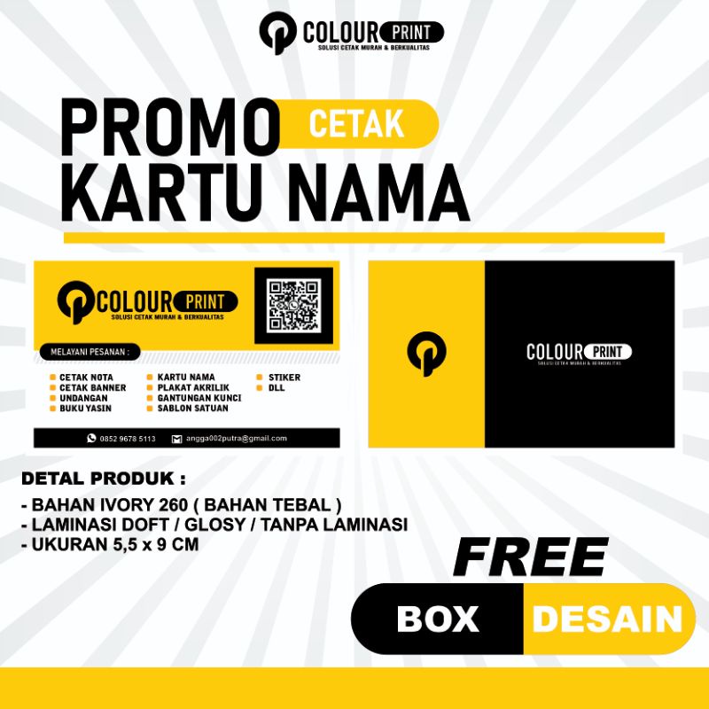 

Kartu Nama Custom Bahan ivory 260gsm