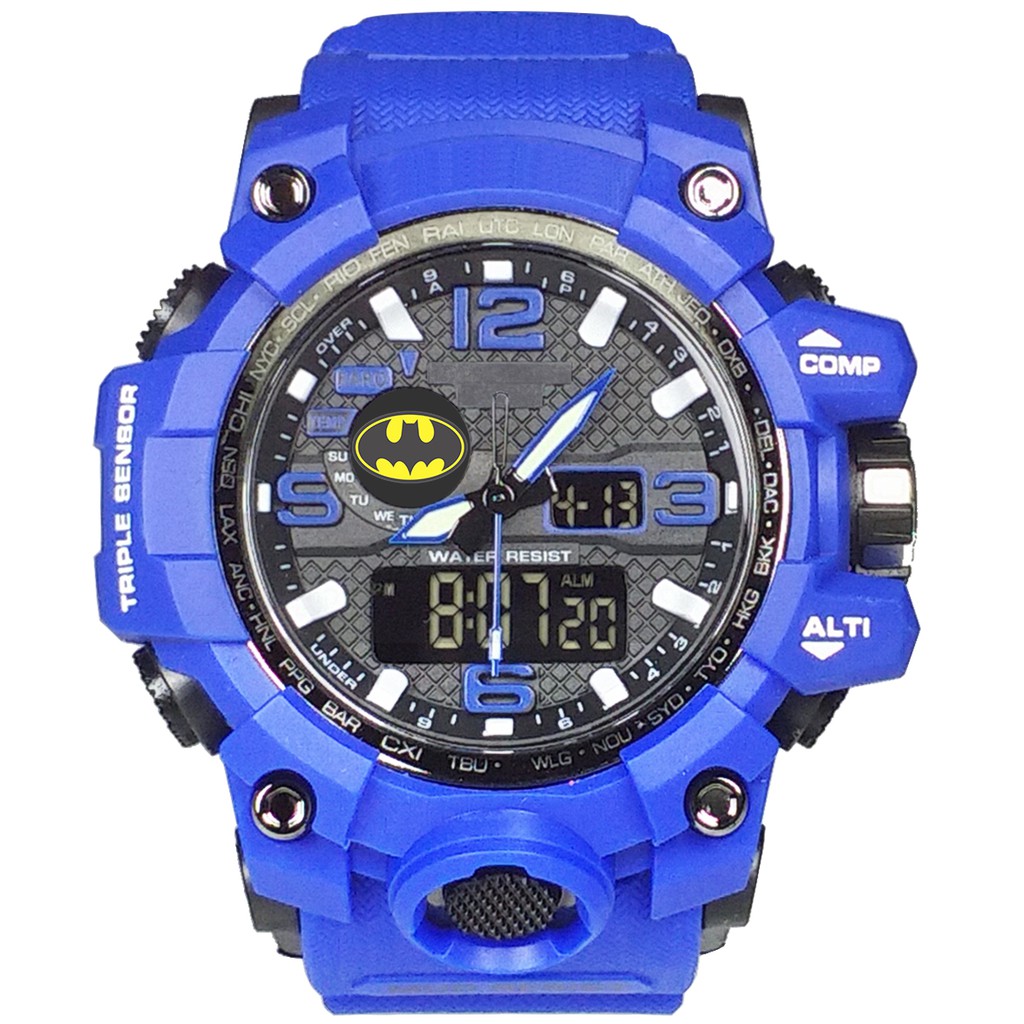 (Istimewa Bossque) Jam BATMAN Double Time Full Biru (Exclusive)