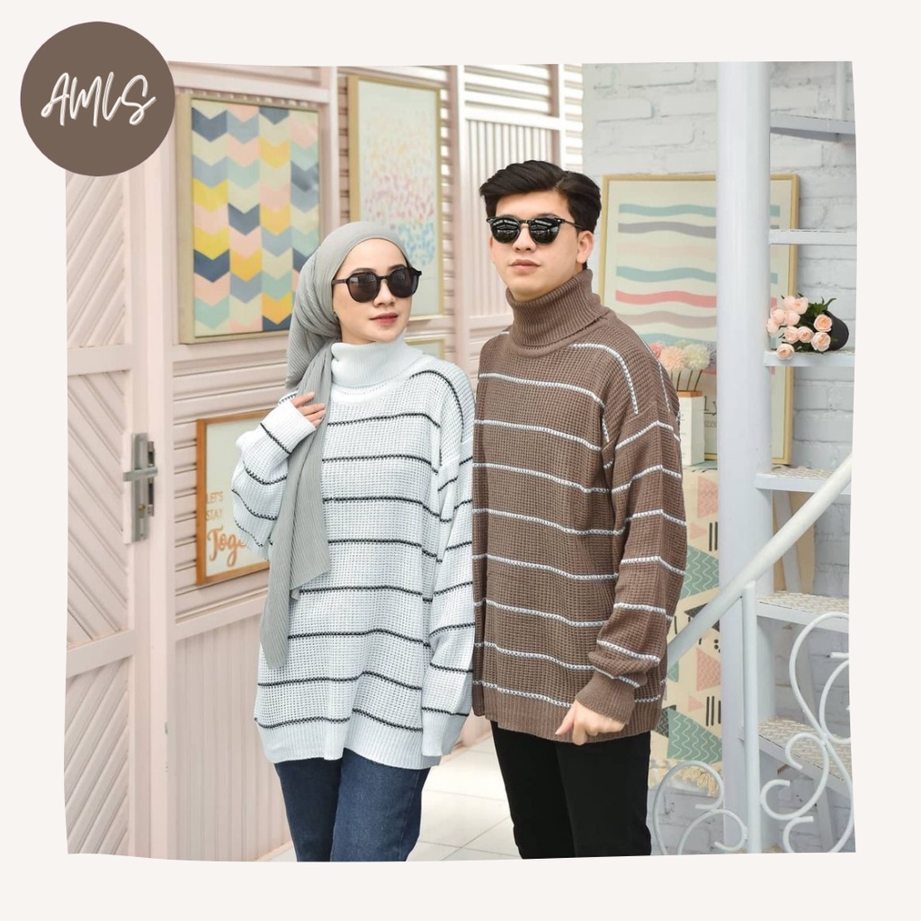 LONG NECK SWEATER Baju rajut big size jumbo XXL Atasan rajut turtleneck panjang wanita dan pria, Swe