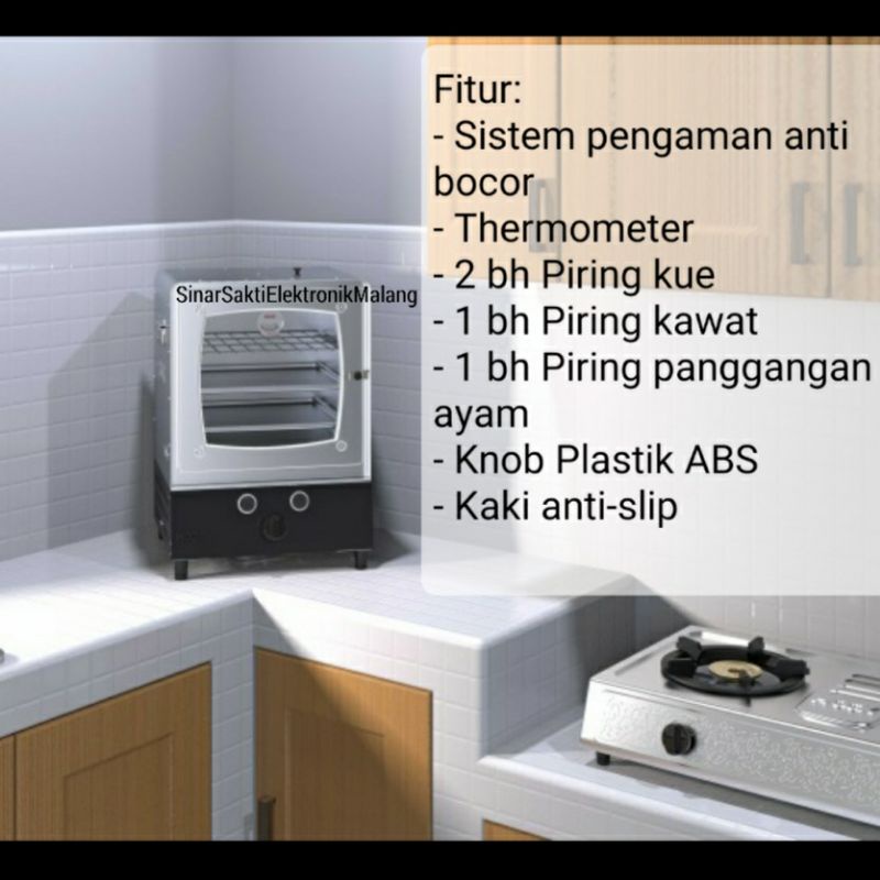 Oven Gas Portable Hock Atas Kompor Aluminium Stainless Steel Garansi Resmi Malang