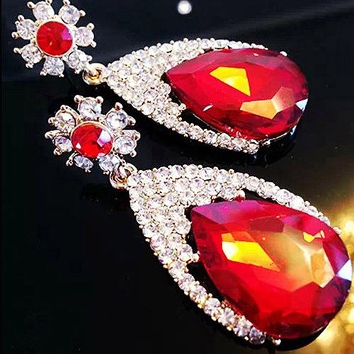 Hu Hu Hu Hu Hu Alat Bantu Pasang Kacamata♡ Anting Tusuk Gantung Desain Tetesan Air Hias Berlian Imitasi Gaya Korea Menarik Untuk Wanita