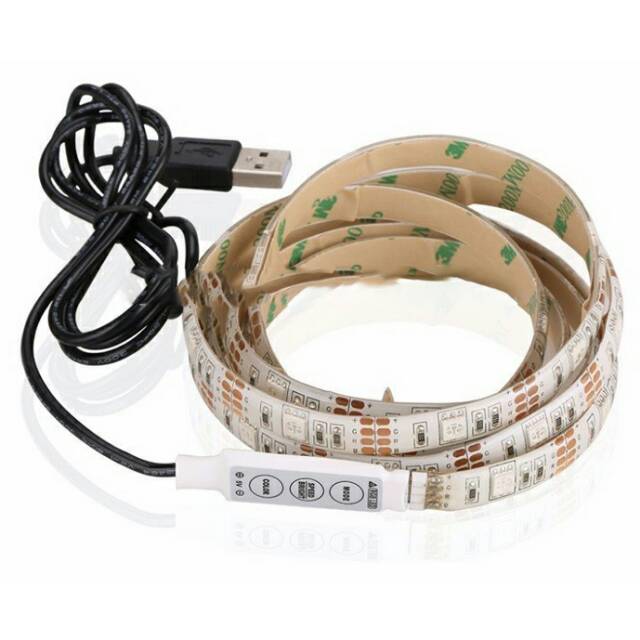 Lampu Hias Dinding Tempel Led Mood Light Led Strip 5050 RGB Panjang 2 Meter with USB Controller