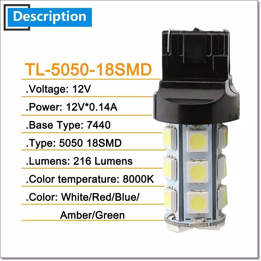 T20 7440 5050 18SMD 5050 12VOLT - T20 2KAWAT - LAMPU SEIN - LAMPU SENJA - LAMPU MUNDUR