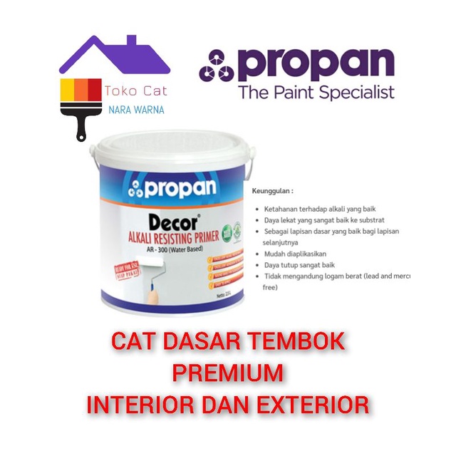 Jual Propan Cat Dasar Tembok Premium Baru Lama Interior Dan Exterior Ar Kemasan Liter