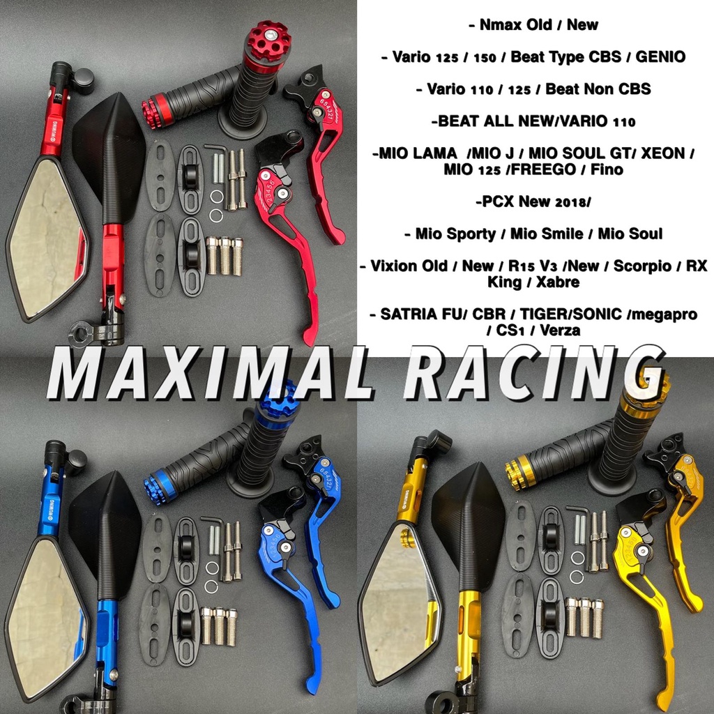 Paket 3in1 Variasi Motor Spion V2 V5 Grip Jalu Handle Setelan Nmax/Vixion/Tiger/Vario/Beat/FU Dan lain-lain