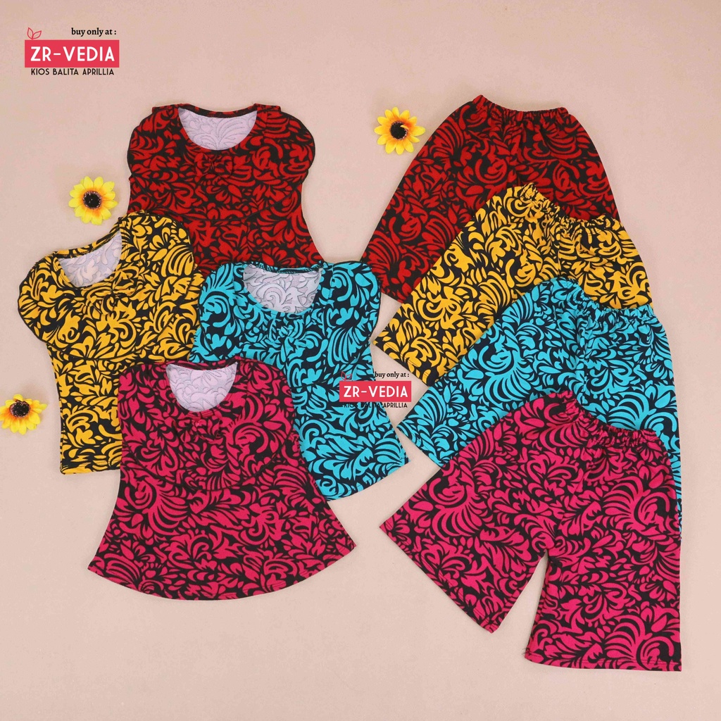 (MOTIF) Setelan Intana Anak uk 1-4 Tahun / Set Atasan Bawahan kulot - Rok Perempuan Baju Model Cewek Import