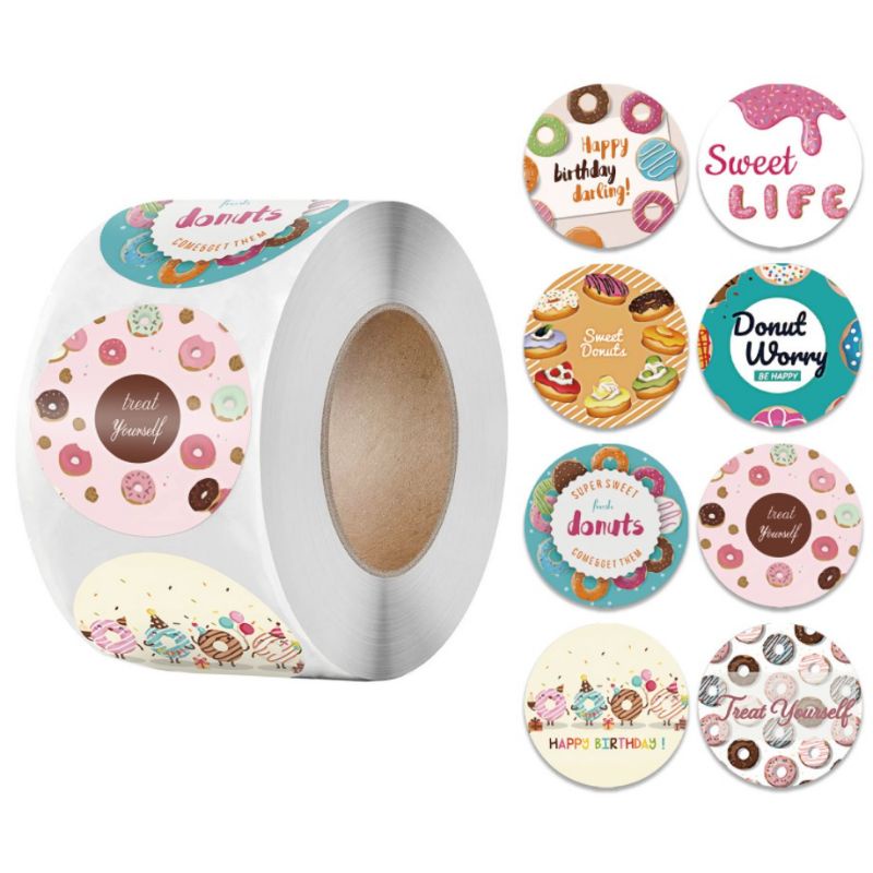 

Sticker Label Donat Stiker Birthday Quotes Donut Lucu 500pcs