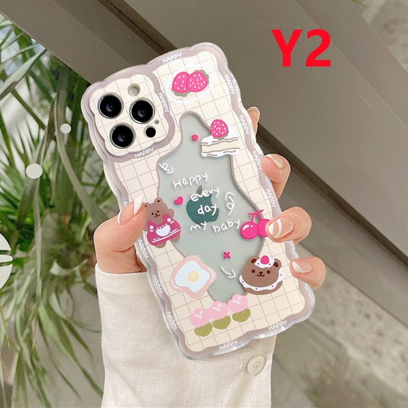 Soft Case Tpu Tebal Motif Beruang / Kelinci Untuk Iphone Xr 7 8 Plus Xs Max X 12 11 13 Pro Max