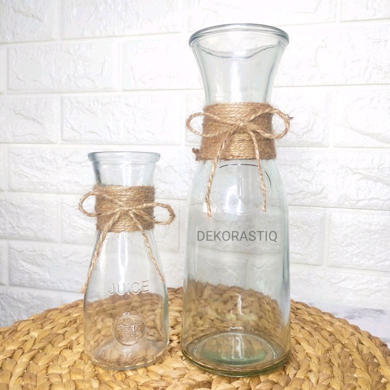 VAS BUNGA KACA TINGGI TALI RAMI 500ML 1000ML / VAS CARAFE / VAS KACA BENING AESTHETIC KOREA / VAS POT TANAMAN AIR