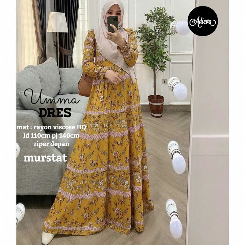 Gamis Motif Umma Dress Original Adieva Mat Rayon Viscose