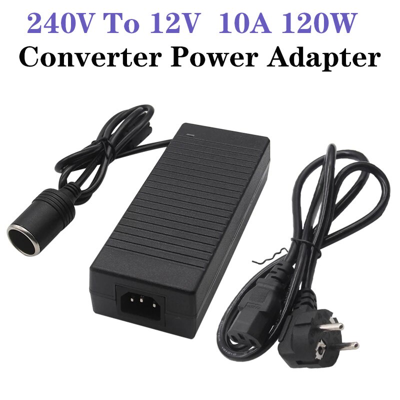 adaptor socket mobil 10a 12v car charger 220v AC to dc 12 volt 10 ampere vacum lighter 120w