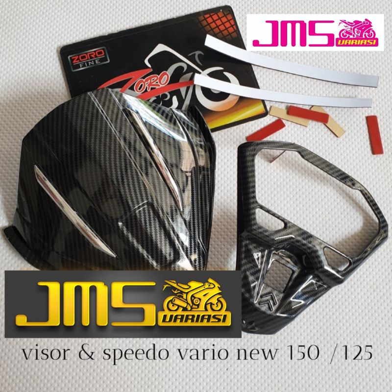 visor carbon batok depan plus cover Speedo meter carbon Vario 125/150 new led 2016-2021 zoro set