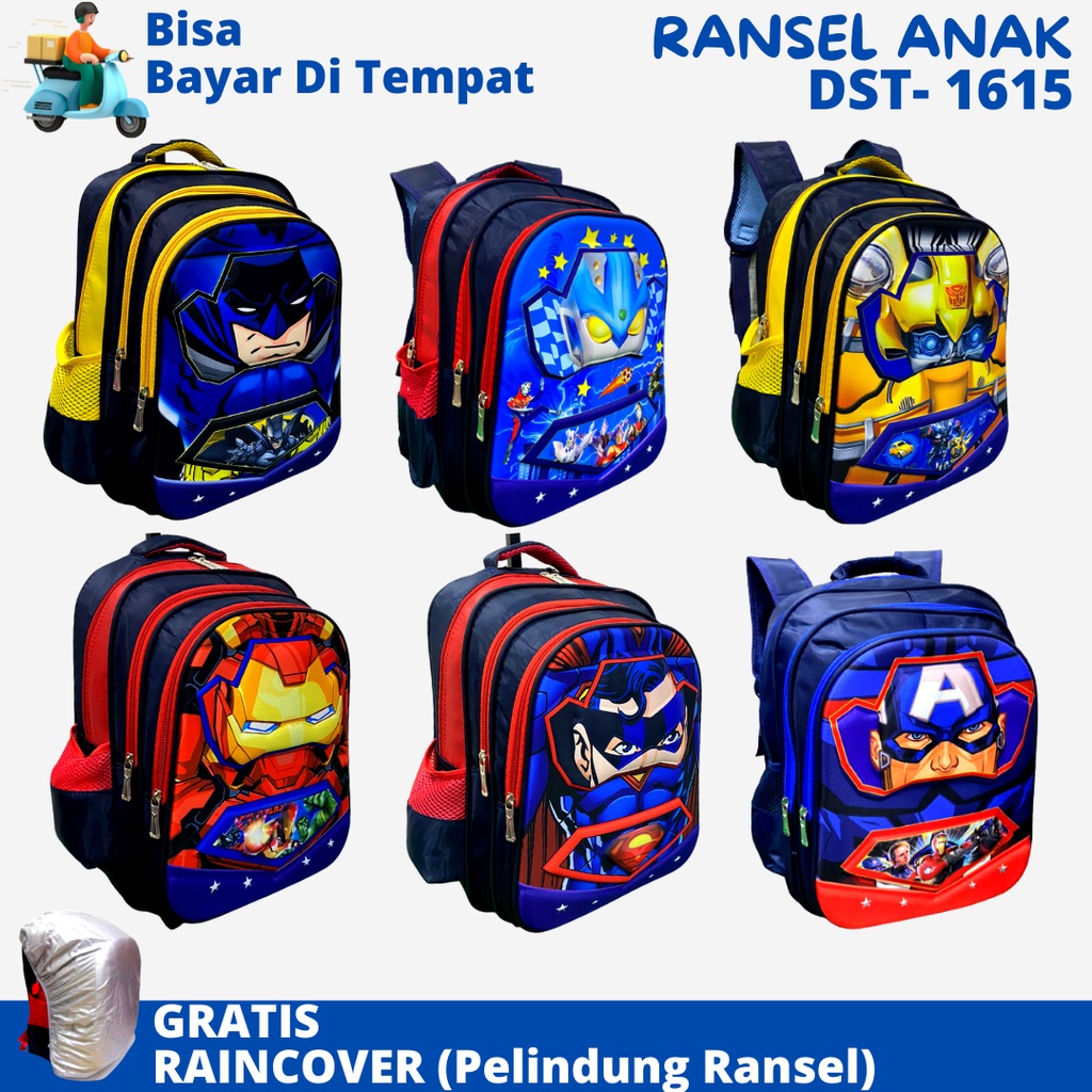 Tas Ransel Anak Karakter Superhero DSTR-1615 Ukuran SD Tas Anak Cowok Tas Anak SD