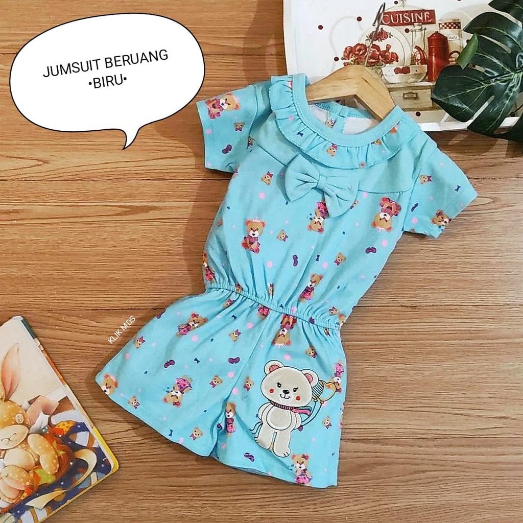 Klik Mds Jumpsuit Baju Bayi Perempuan 0-6 Bulan Motif Beruang Jumsuit Anak Bayi Cewek