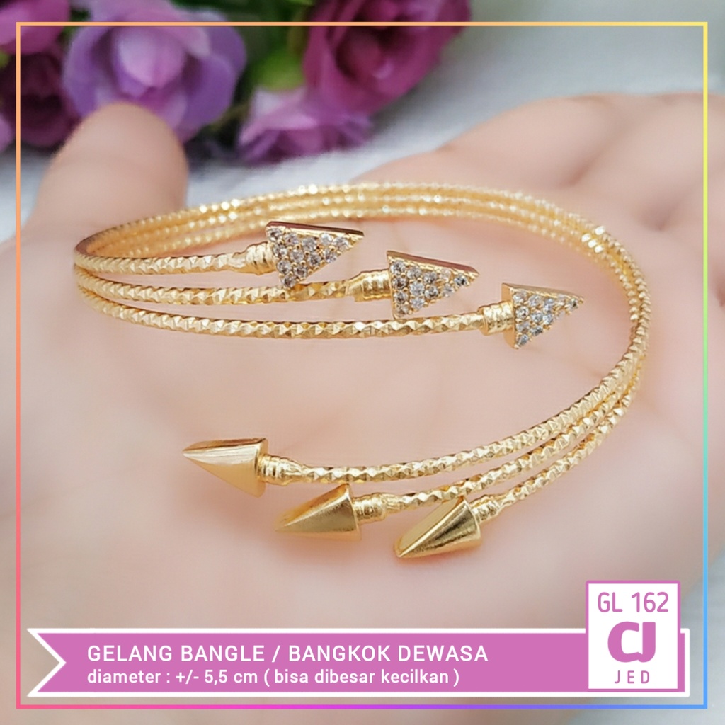 Gelang xuping gelang bangle spiral segitiga simple permata zirqon perhiasan wanita lapis emas gold GL 162