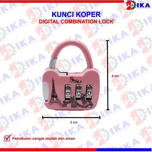 GEMBOK SWISS ZIPPER LOCK 1PACK ISI 12 GEMBOK / KUNCI KOPER KEYCHAIN GEAR ARMY LOCK (PAKAI NOMOR)