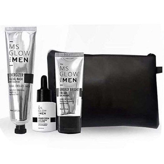 Paket perawatan wajah cowo kulit pria glowing MS Glow Men Original Paket 3 IN 1 (Paket Basic)