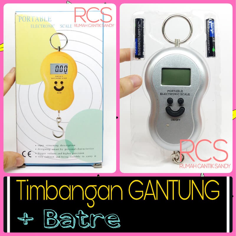 TIMBANGAN GANTUNG DIGITAL SMILE 50 KG + BATRE 2 BUAH