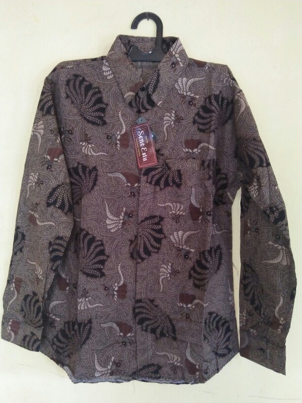 Men Sale Kemeja Batik Slimfit Modern Best Quality Atasan Couple Standar Butik Kerang Coklat