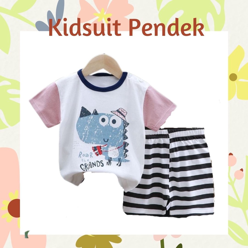 Plazababyku KIDS SUIT PENDEK Setelan Anak Bahan Kaos Lengan + Celana Berkualitas Import ebv cowok