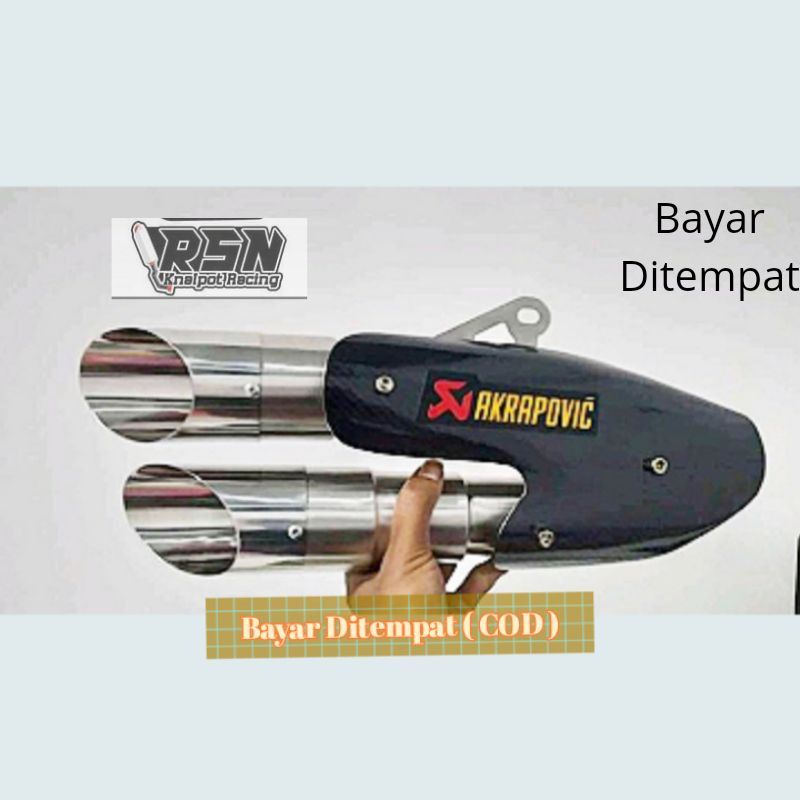 Knalpot Akrapovic Cabang 2 Hole Silencer Only Vixion Vario PCX Mio Beat NMax