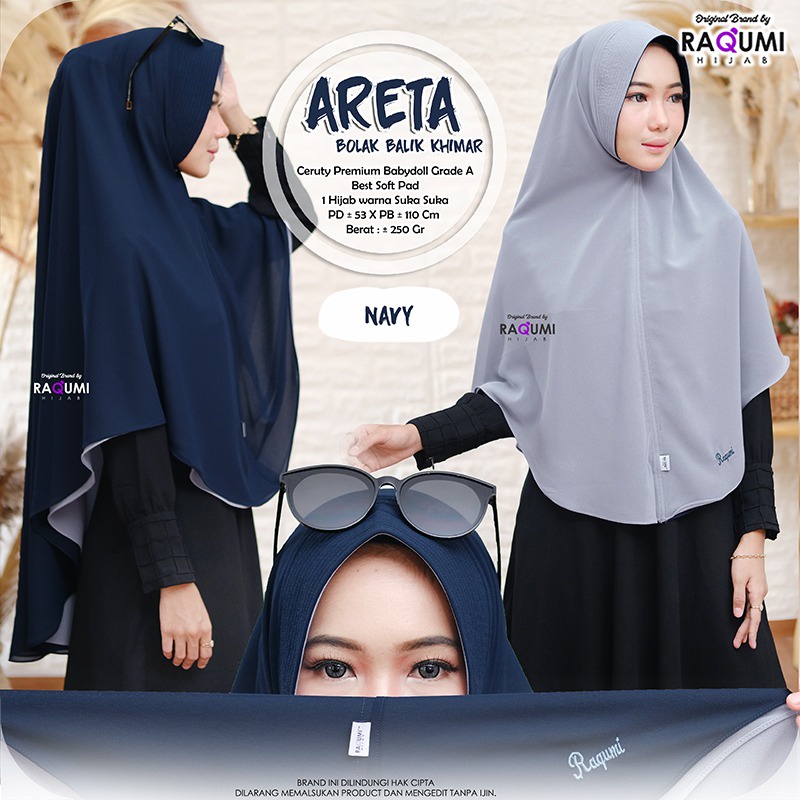 Hijab instan bolak-balik  areta khimar by raqumi hijab