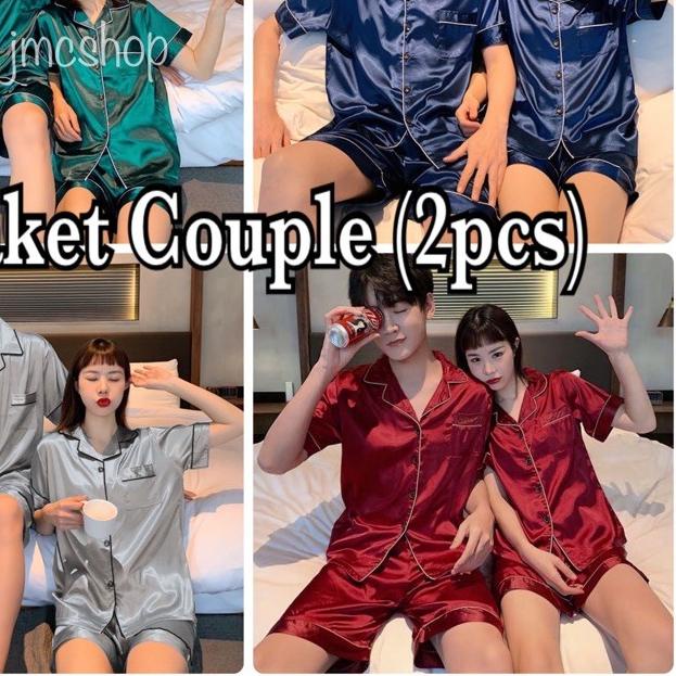 ♞ piyama couple suami istri pendek satin exclusive ✱
