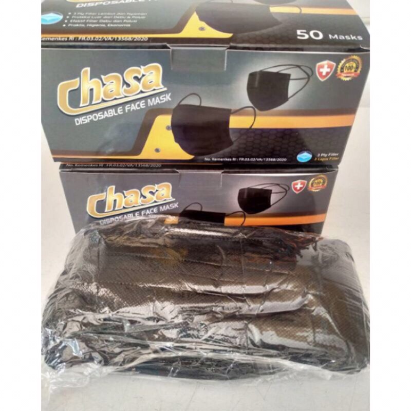 Masker Earlop Hitam Chasa Embos