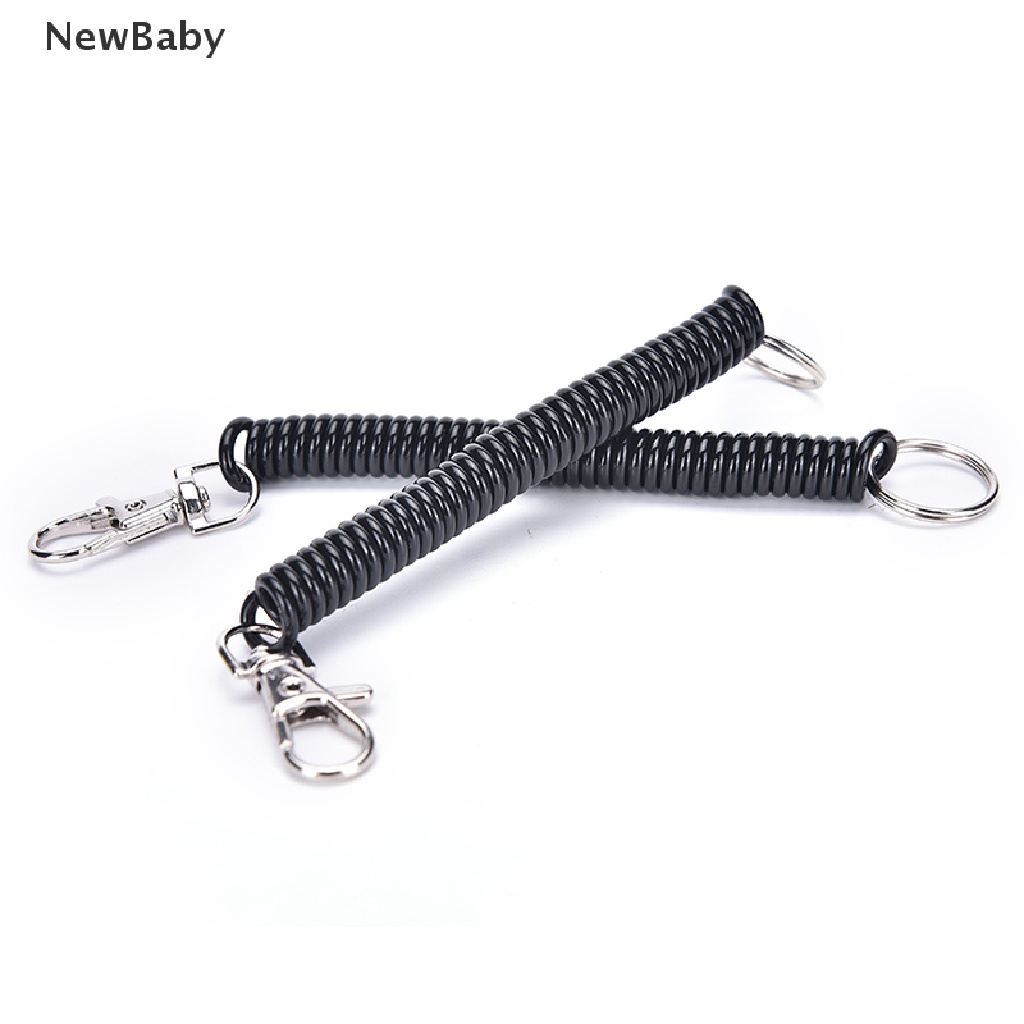 Newbaby 2pcs Gantungan Kunci Tali Pegas Plastik Elastis Taktis Retractable Untuk Hikingcamping