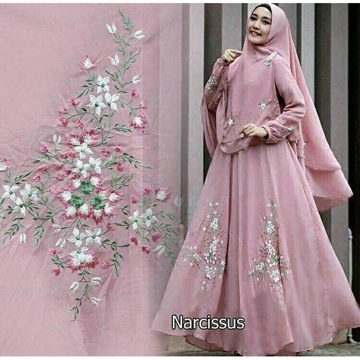 Gamis Syari Oliv Terbaru Lebaran 2020 Murah Khim Ye585 Maxi N RJ825  // Pakaian WanitaNarcissus Sy