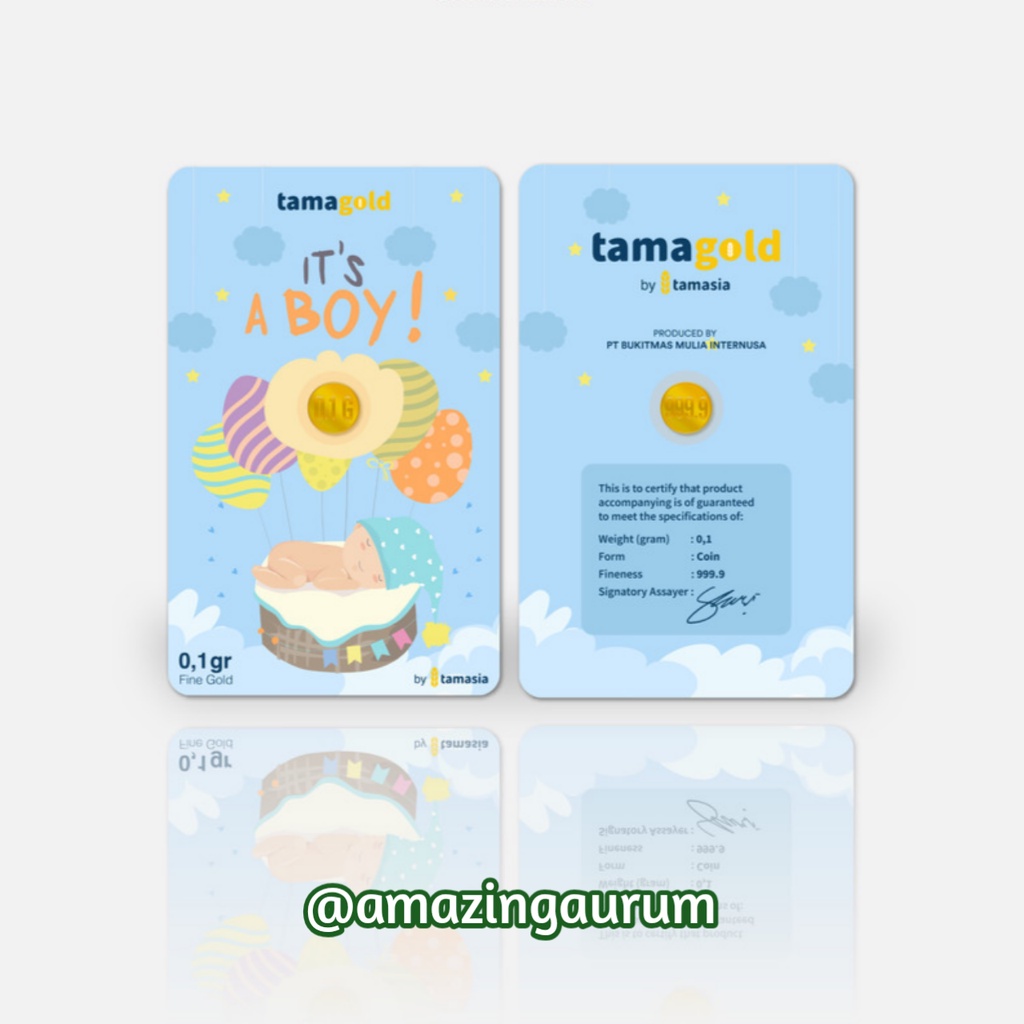 Emas Logam Mulia Tamagold Tamasia Baby Boy 0,1 gram I 0.1 gram Kado Baby Born Lahiran Bayi Laki-Laki