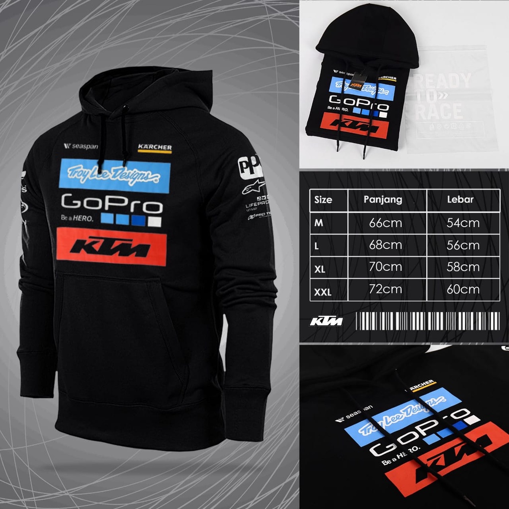 JUMPER HOODIE PRIA KTM TLD SPONSHORSHIP GRADE ORIGINAL | SWEATER PRIA | JAKET MOTOCROSS RACING TRAIL