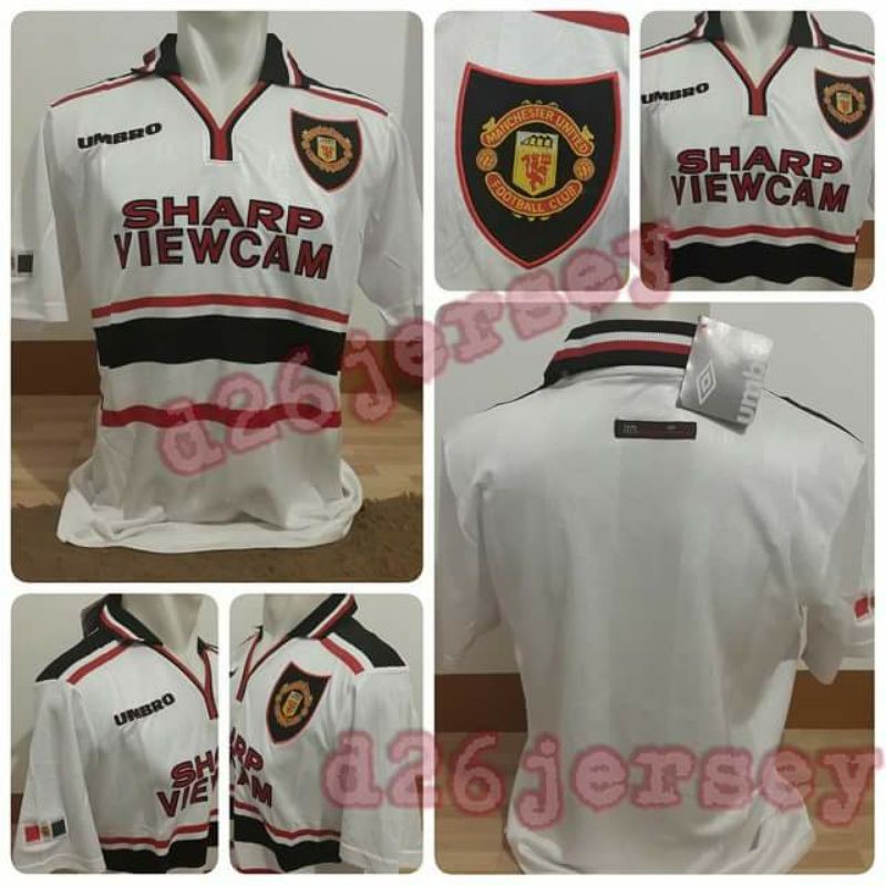 Jersey RETRO MU Away 1998 / 1999 Treble Winners Champions OFFICIAL