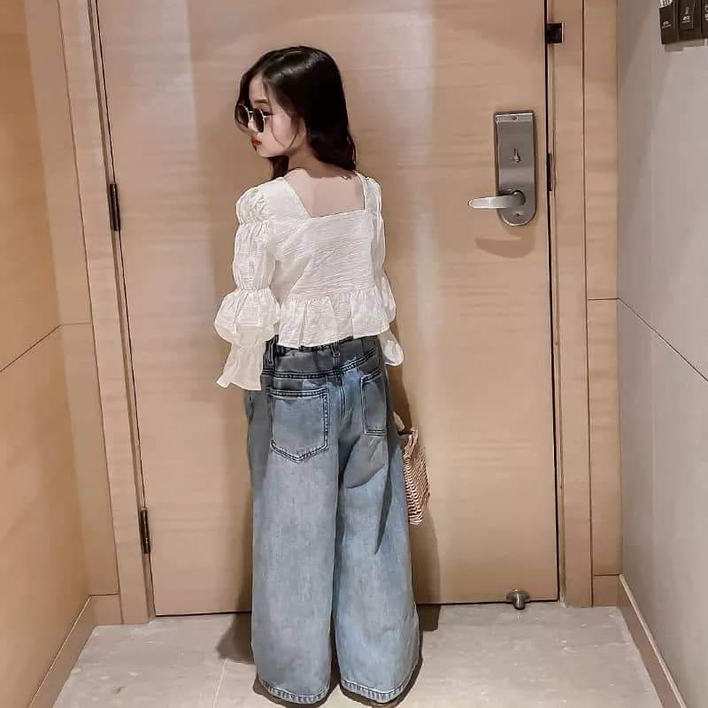 Setelan Anak Perempuan Kulot Jeans Super Fashionable