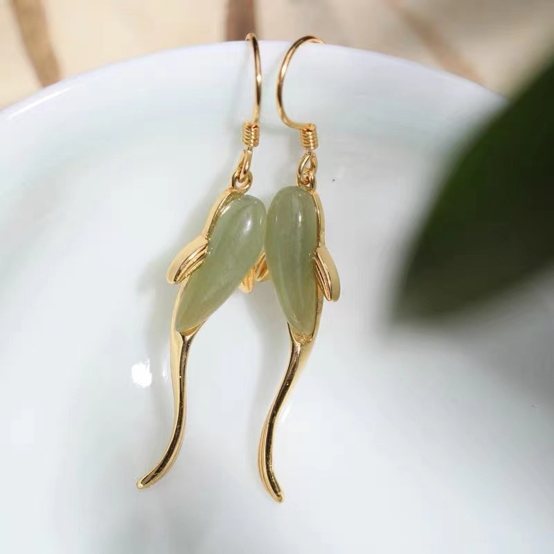 Anting Gantung Lapis Emas 18K Model Ikan Koi Untuk Wanita ACKER