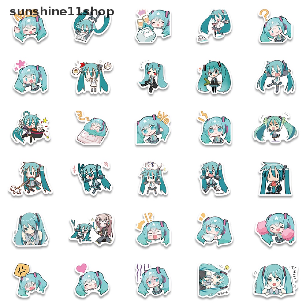 Sho 65Pcs Stiker Graffiti Kartun Hatsune Miku Untuk Gitar / Koper / Laptop