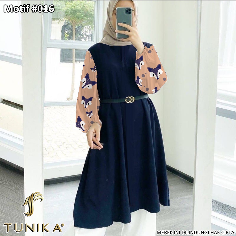 Tunik Jumbo - Gamis Wanita Kekinian - Baju Atasan Wanita - Bungaz Motif Gabungan - Lexoir-Bungaz 016 Navy