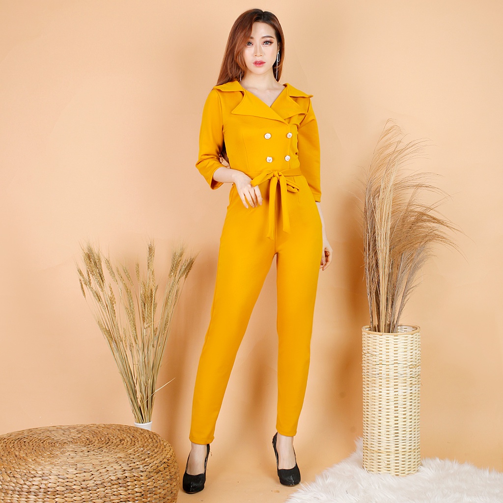 fashion wanita #058, JUMPSUIT KRAH JAS CELANA PANJANG TANGA 3/4 KANCING VARIASI BAHAN SCUBA IMPORT PREMIUM