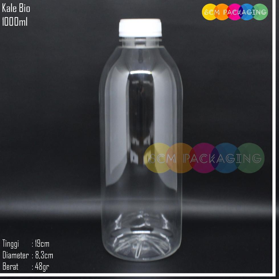 

(DIST. RESMI) botol plastik pet kalle kale 1000ml 1 liter bio utk kemasan kopi jus susu yogurt dll