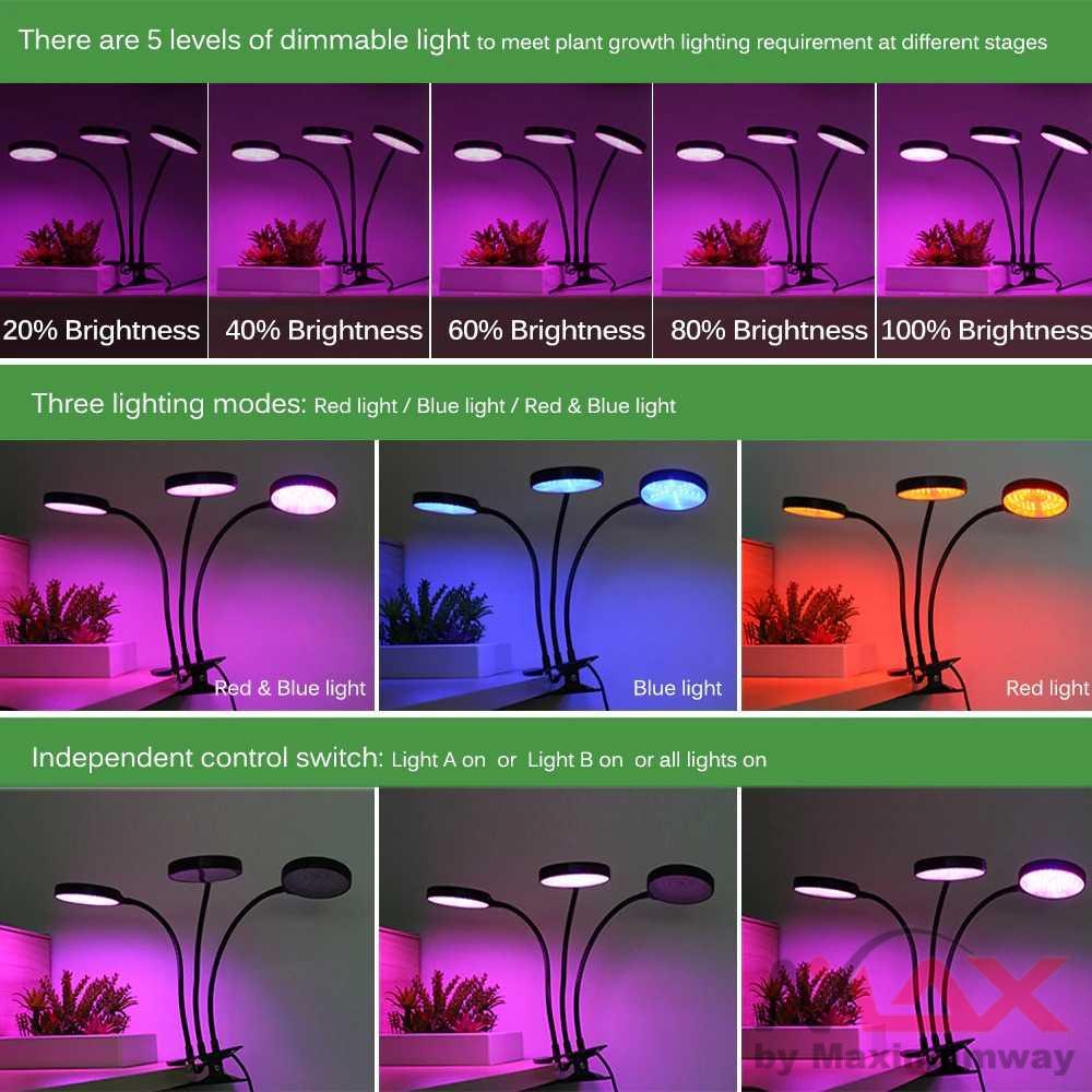 LED matahari buatan untuk tanaman dalam ruangan yang kurang sinar matahari agar tetap segar dan hidup Tanaman Matahari buatan Phytolamp Fitolamp Grow 3 Kepala 45W GL35 Full Spectrum LED Grow light ,DC5V USB WITH Clip,Grow Light for Indoor Plants