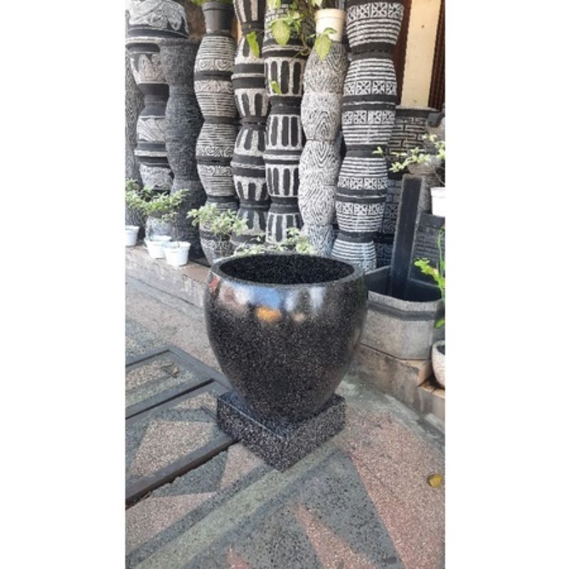 Bak Mandi Terazzo Gentong Jumbo Besar + Tatakan & Packing Kayu