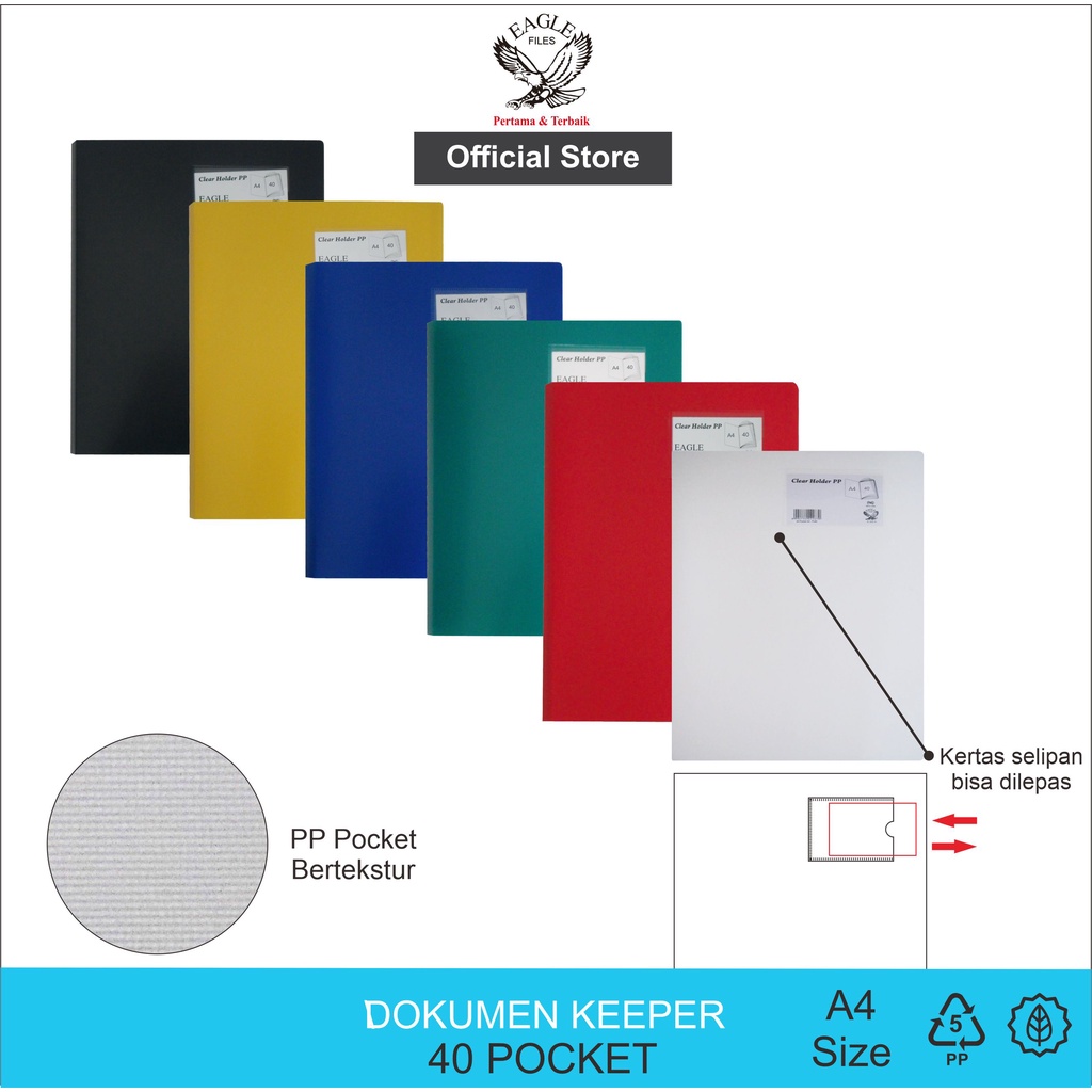

Dokumen Keeper A4 EAGLEFiles 40 Pocket Clear Holder Document Keeper Display Book