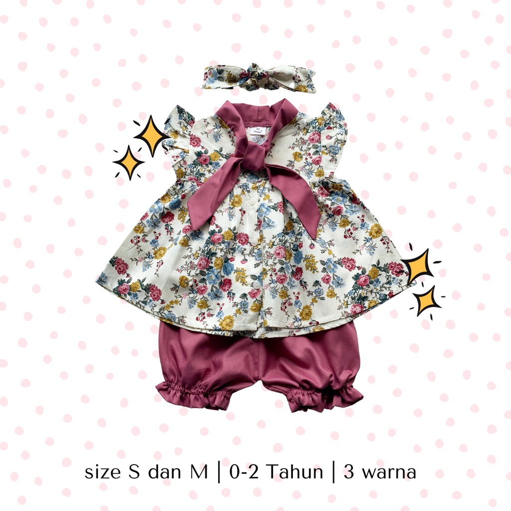 setelan katun jepang anak fashion baby newborn balita perempuan cewek 1-2 tahun 0-12 bulan ANGEL ROSE SET