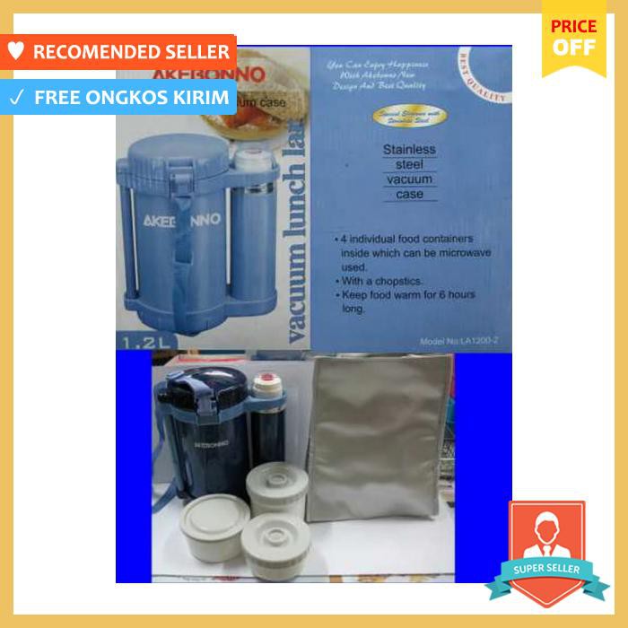 Kotak Makan & Rantang - Akebonno Lunch Jar/Box 1.2L With Vacuum Flask/Thermos 350Ml La - Bekal
